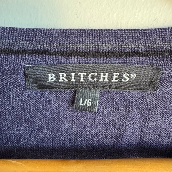 Britches Mens Merino Wool Blend Long Sleeve Textured Front Sweater Purple Large - Picture 2 of 13